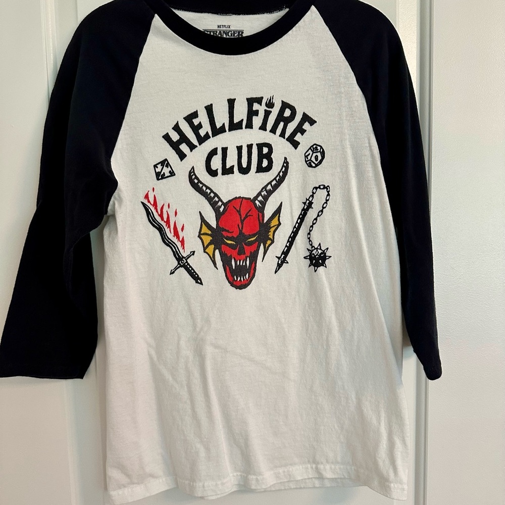 Netflix Black and White Hell Fire Club- Stranger Things Shirt